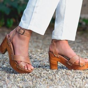 BED STU Kalah wedge clog heels Tan Mason